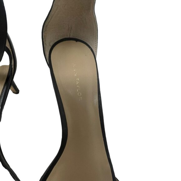 Ann Taylor Black Leather Ankle Strap Heels Size 6M Open Toe Shoes Strappy - Picture 7 of 10